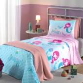 Jogo de Cama Solteiro Priori Kids de Algodão Dohler Mini Mermaid 3 Peças FL