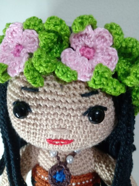 Boneca Moana 35cm Em Crochê/amigurumi.