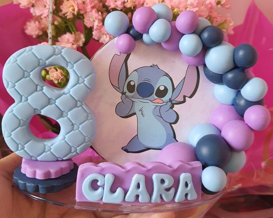 Kit Topper Topo de Bolo Infantil Stitch Personalizado