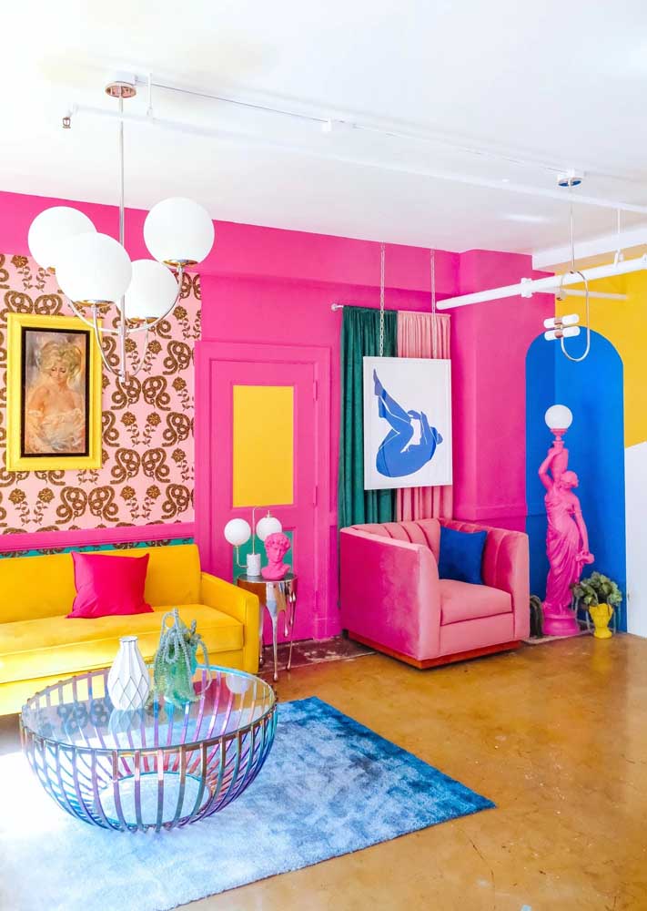 Cores Alegres: Decore sua Sala com Estes 50 Projetos Incríveis