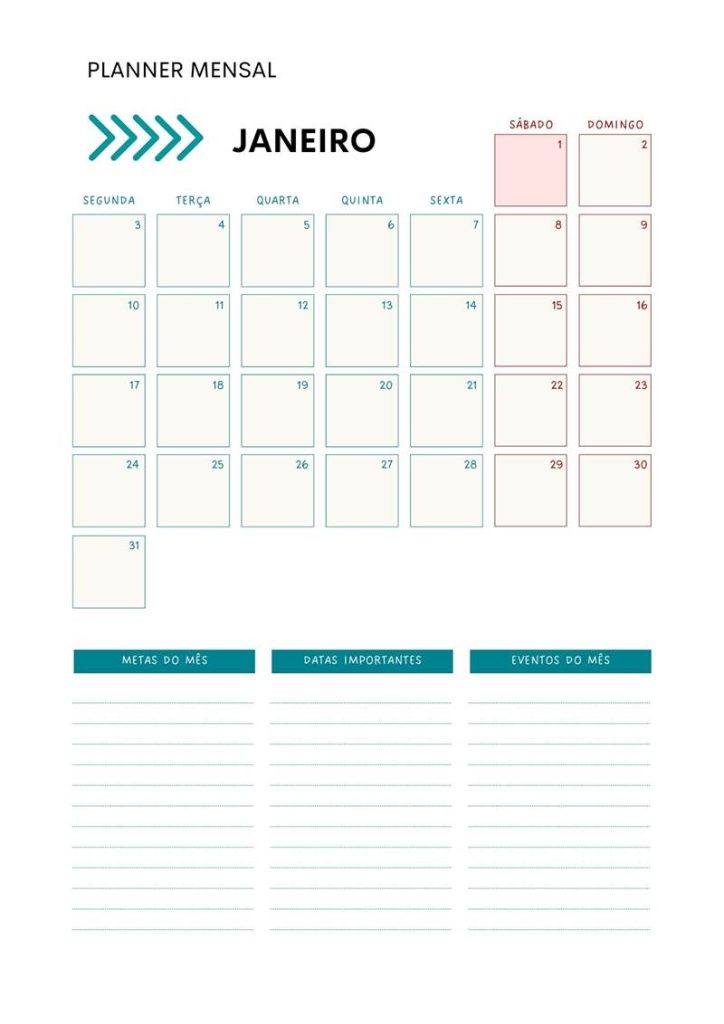 Calendários criativos para print e organização