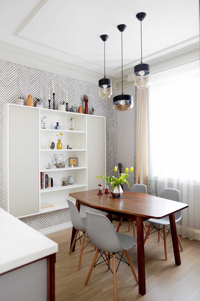 Inspire-se com 60 ideias de papel de parede para decorar sua sala de jantar