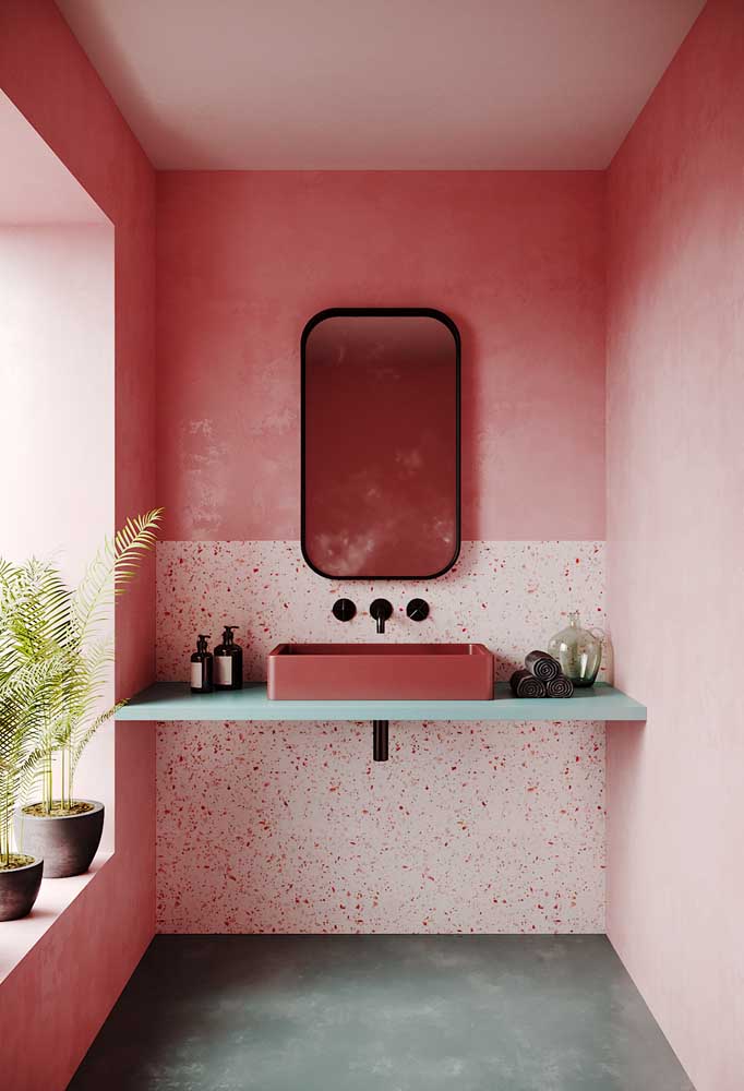 Decore seu banheiro com 60 ideias inspiradoras em rosa