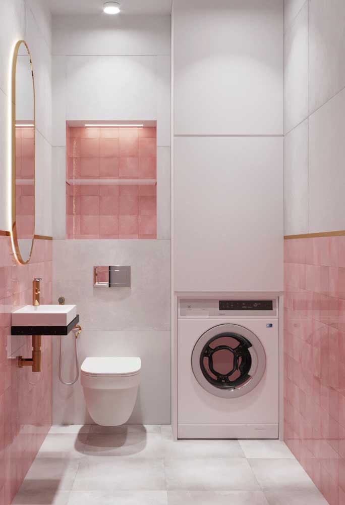 Decore seu banheiro com 60 ideias inspiradoras em rosa