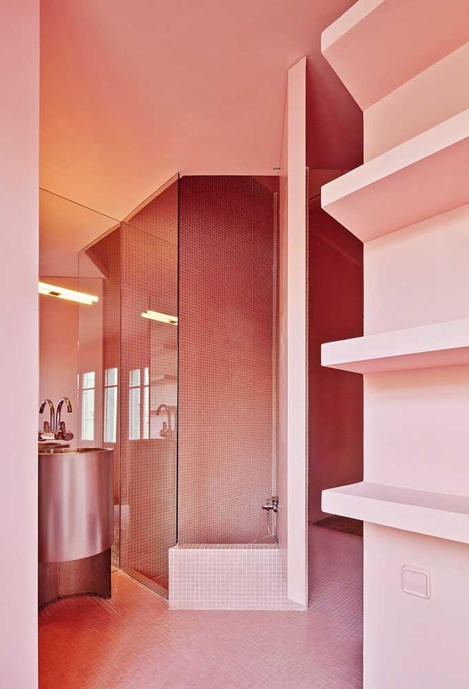 Decore seu banheiro com 60 ideias inspiradoras em rosa