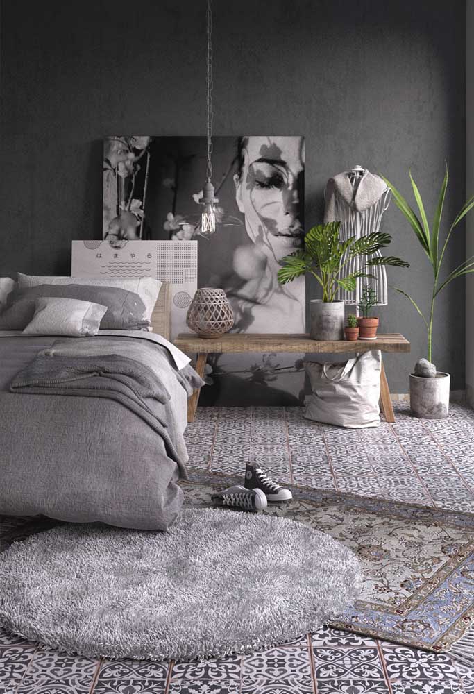 Quarto cinza - 70 idéias para combinar e decorar com tons suaves e toques sofisticados